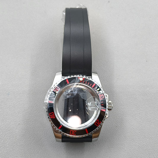 40mm Watch Case Rubber Strap For 4R NH35 NH36 NH34 NH38 NH70 Sapphire Glass