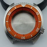 42.5mm Silver Watch Case Orange Bezel+Ring for NH35 NH36 NH38 NH70 NH72