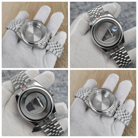 39mm Steel  Watch Case for NH35 NH36 4R 7S Case +Strap with Sapphire Crystal