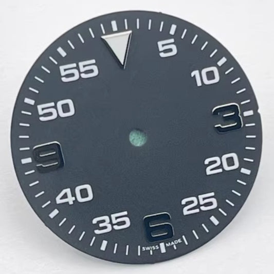 31mm solid black BGW9 blue lume watch dial, compatible with NH35 movement, for precise timekeeping accessories.