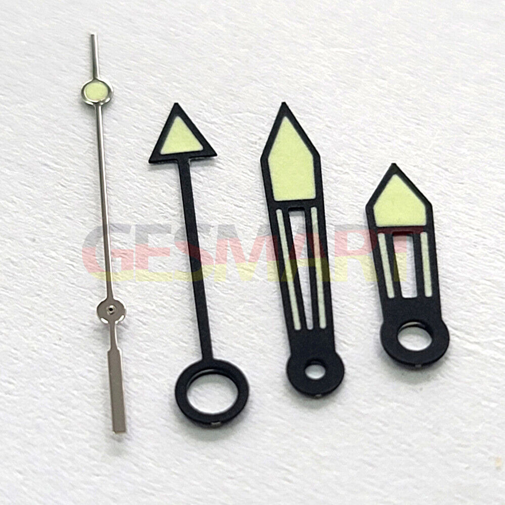 GMT Fruit Green watch hands with black trim and luminous tips, compatible with JP Epson NH34 movement.