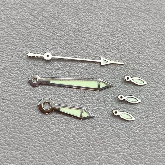 13mm Green Lume Silver Trim Watch Hands for OS10 OS60 OS80 Movement