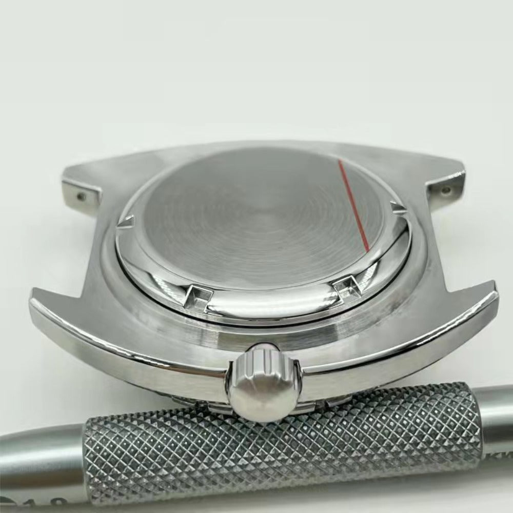 Blue font watch case with sapphire glass and double bezel, compatible with NH35 NH36 movements,.