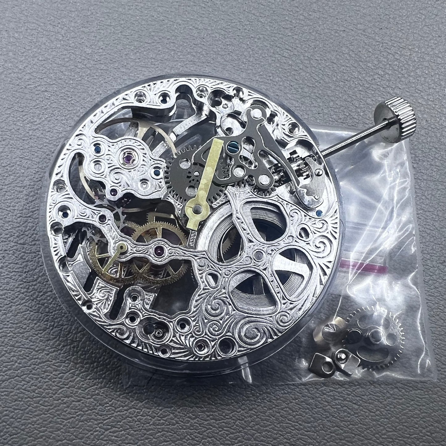 Seagull ST3600 silver hollow mechanical watch movement, ETA 6497 replacement for repairs