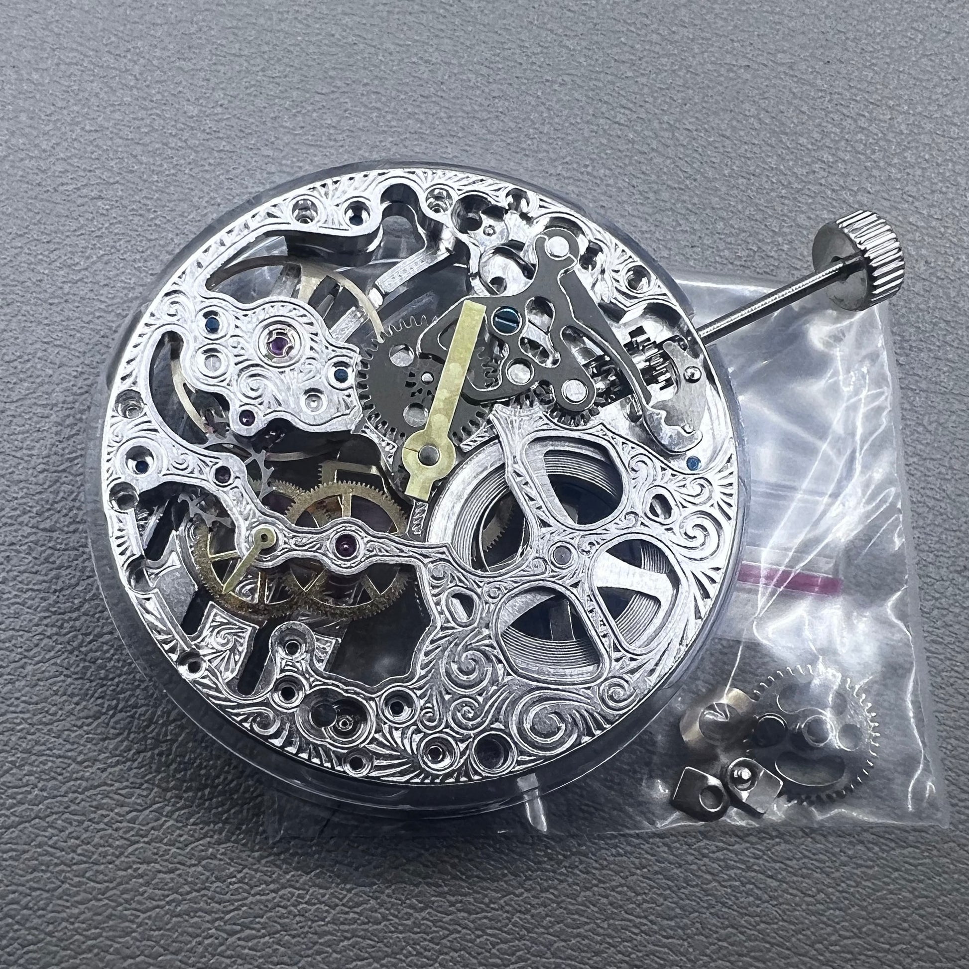 Seagull ST3600 silver hollow mechanical watch movement, ETA 6497 replacement for repairs