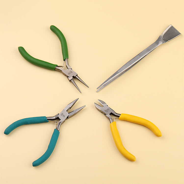 Three-piece plier set with side cutting, round, and flat halfround tips in branded carrying case