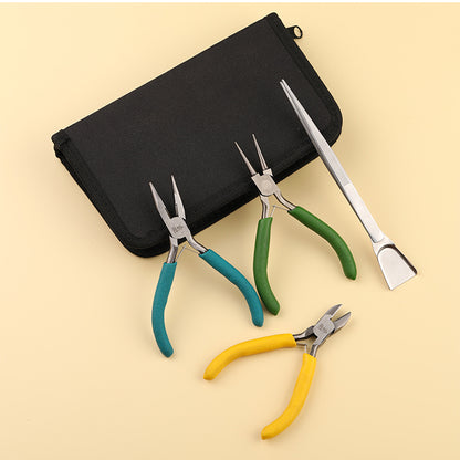 Three-piece plier set with side cutting, round, and flat halfround tips in branded carrying case