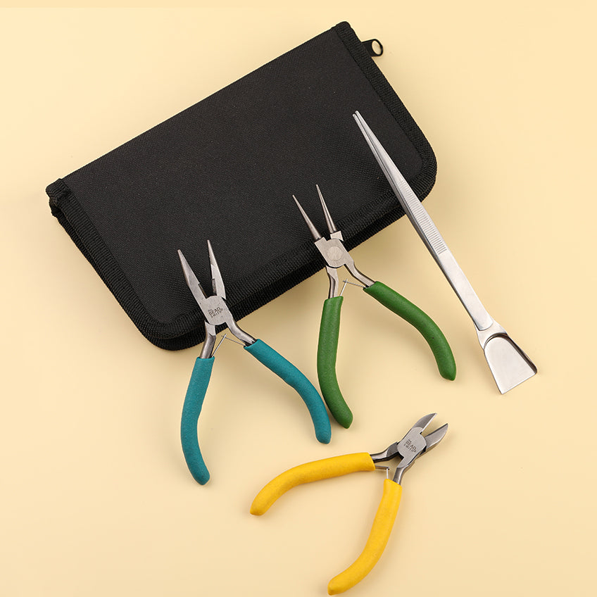 Three-piece Kobalt plier set with side cutting, round, and flat half-round tips in durable carrying case
