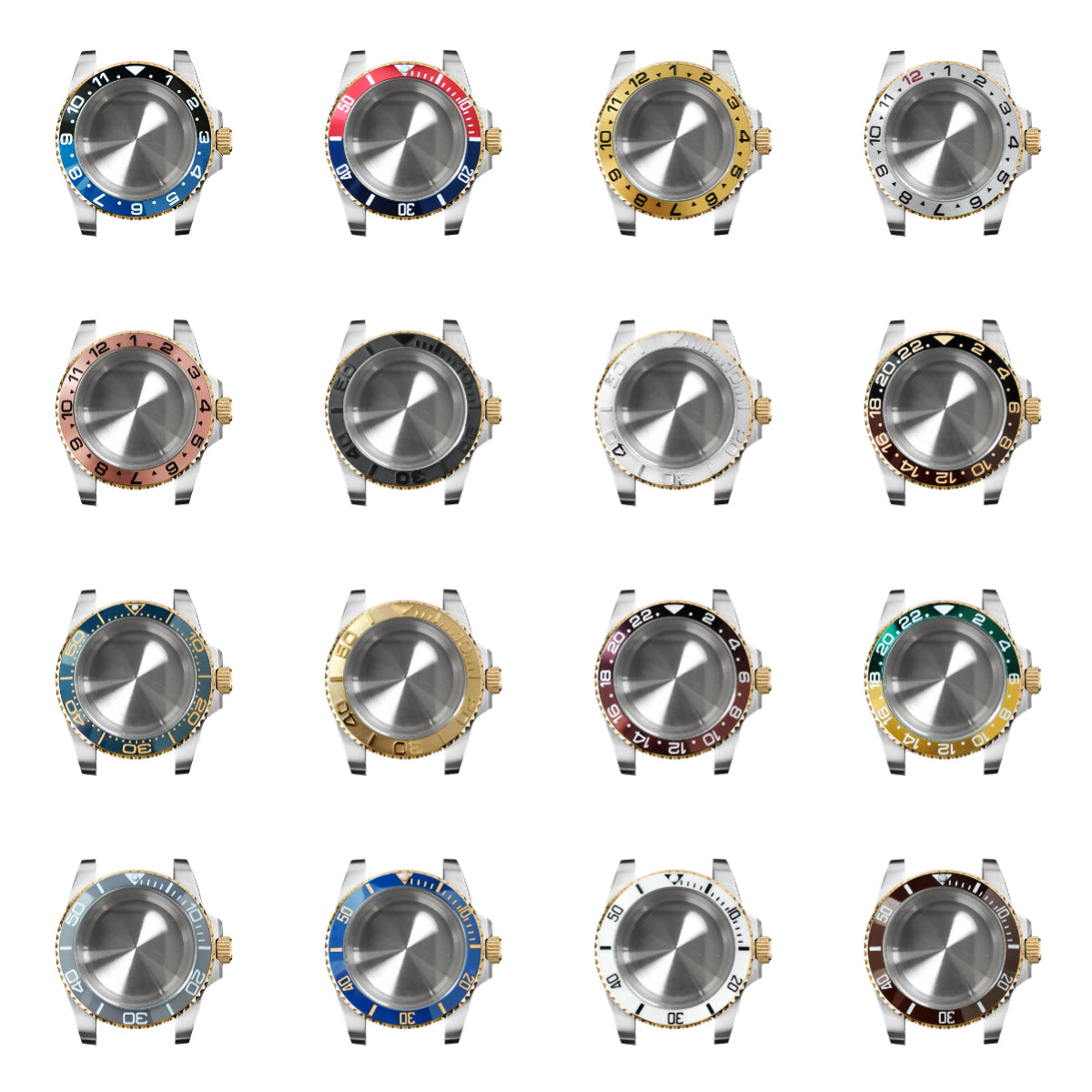 316L Watch Case 40mm Gold Edge Sapphire Flat Glass for NH35/ NH36 Modification