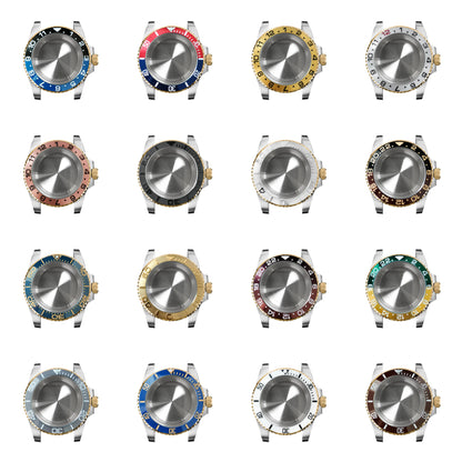 316L Watch Case 40mm Gold Edge Sapphire Flat Glass for NH35/ NH36 Modification