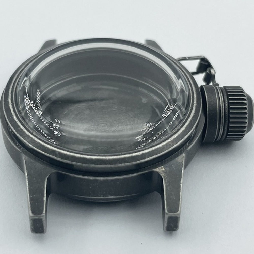 Black Kettle watch crown 28.5mm vintage style, compatible with NH35 NH36 movements, matte finish by Kettle.