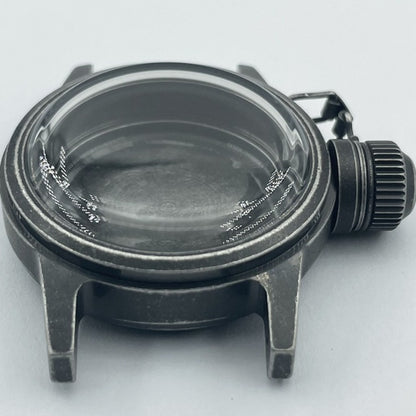 Black Kettle watch crown 28.5mm vintage style, compatible with NH35 NH36 movements, matte finish by Kettle.