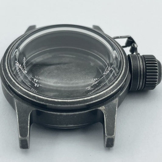 Black Kettle watch crown 28.5mm vintage style, compatible with NH35 NH36 movements, matte finish by Kettle.