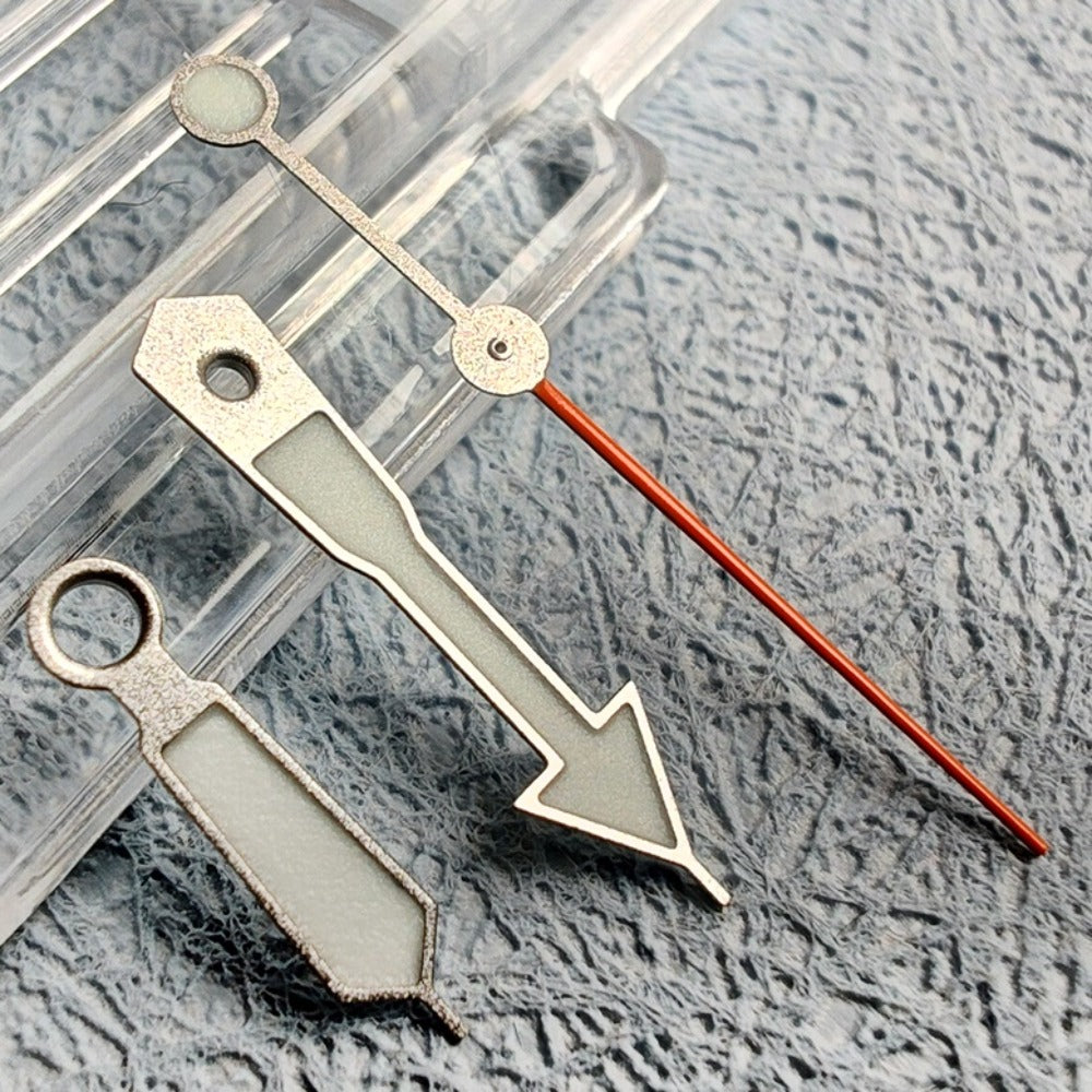 C3 BGW-9 blue lume silver trim watch hands for NH34 NH35 movement, perfect for custom watch builds.