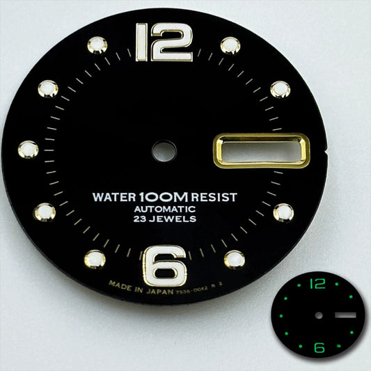 Black Green Luminous Diving Datejust 28.5mm Modified Watch Dial for NH36 Movement