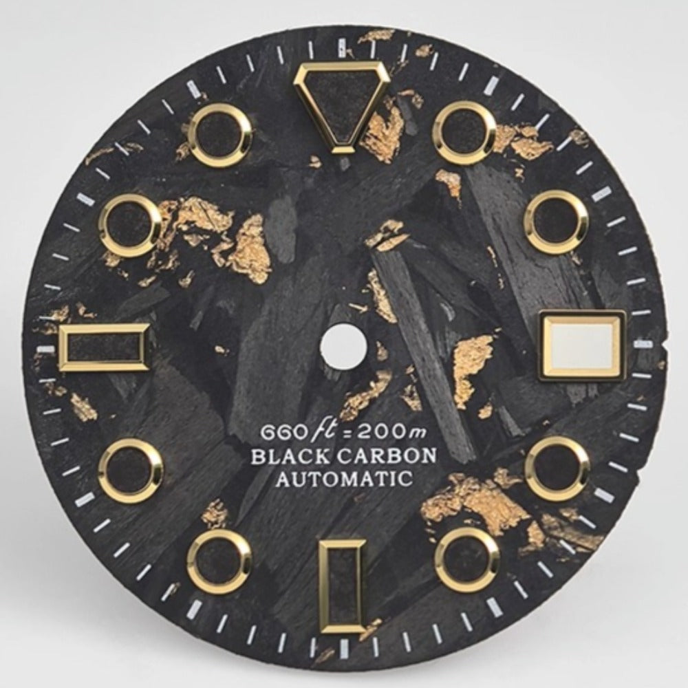 Trapezoid Nail 28.5mm carbon fiber black and golden watch dial with lume for NH34/35