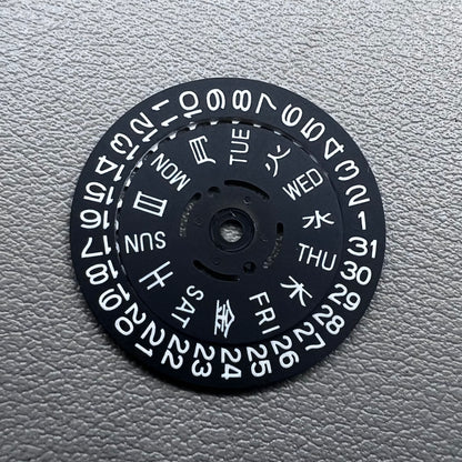 Green lume date and week disk wheels for NH36 movement at 3.0 position