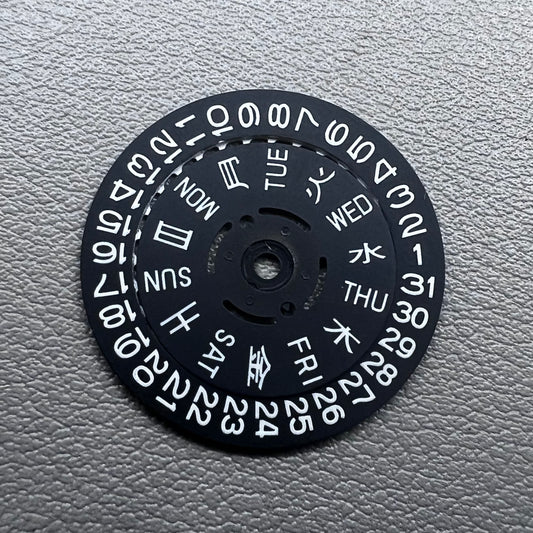 Green lume date and week disk wheels for NH36 movement at 3.0 position