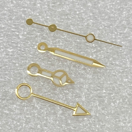 Golden GMT BGW9 luminous watch hands for NH34 movement, ideal for diving watches.