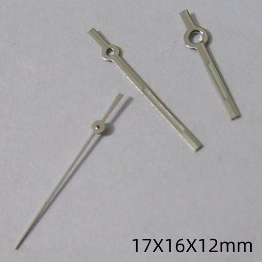 17mm silver trim green lume watch hands set, compatible with Miyota 2035 2115 movements, luminous for low light.