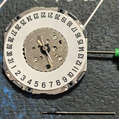 Miyota 4U13 quartz watch movement showing day/date at 6 o'clock, super thin design by Japan Made