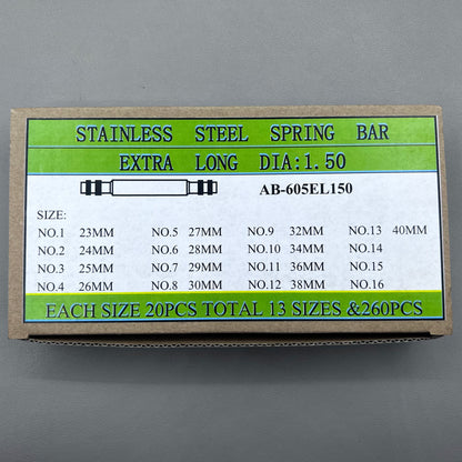 260 PIECES in Total 1.5mm Thick Extra Long Double Shoulder Spring Bar 23mm-40mm