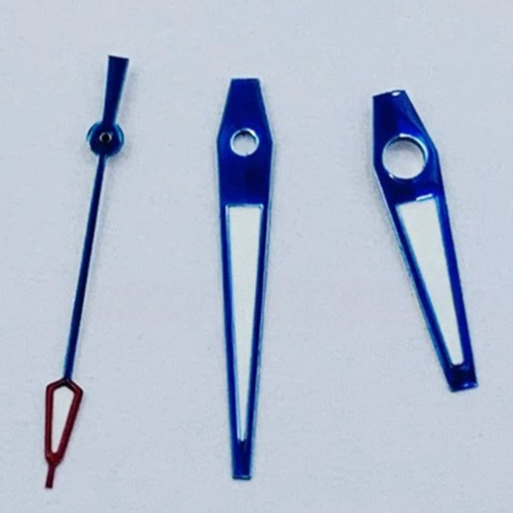 Blue and red second hands with lume for NH34 NH35 NH36 watches designed for precision.