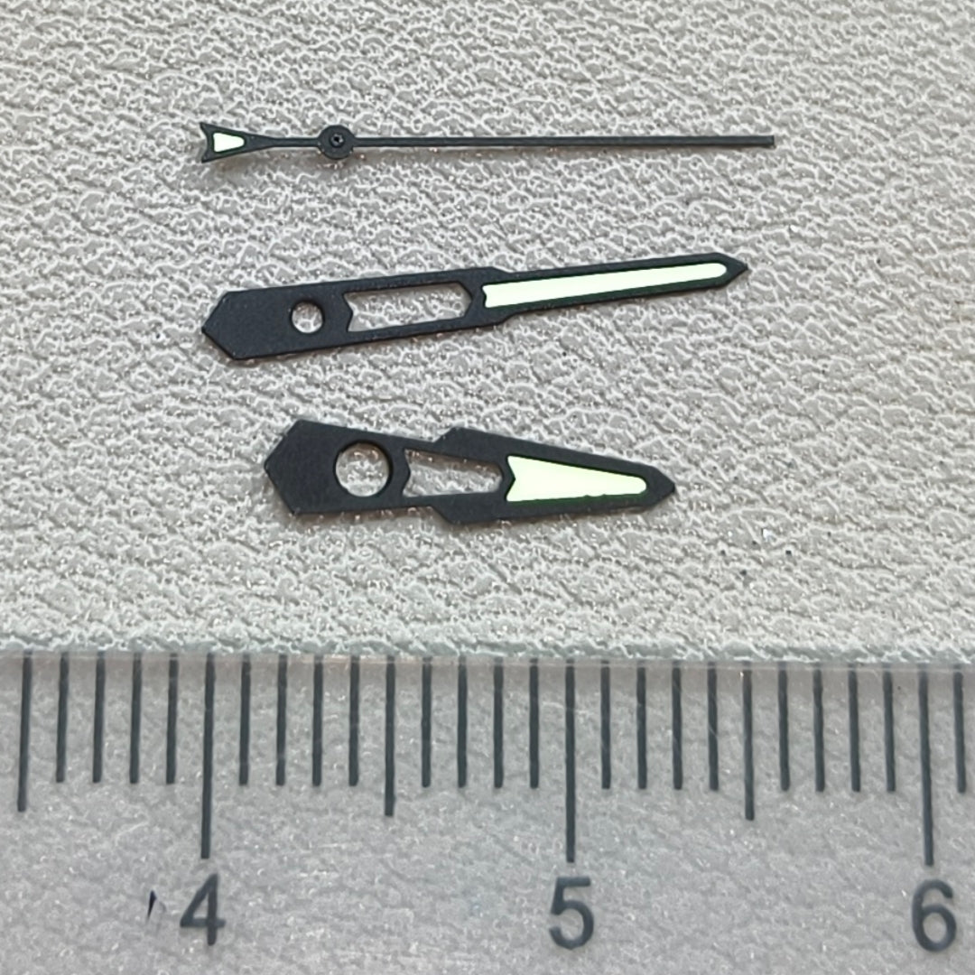 2 Sets Green Lume Matted Black Trim Hollow Watch Hands for NH35 NH36 Movement