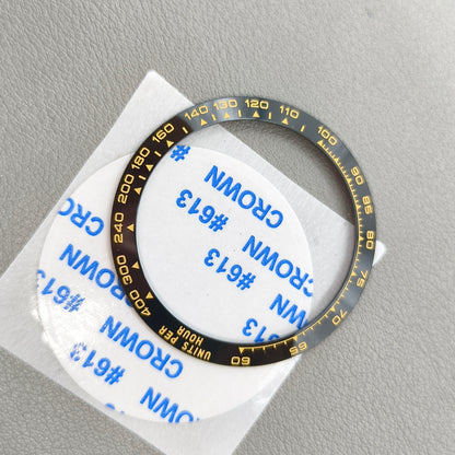 37.65mm Ceramic Watch Bezel Black Background Golden Font for Daytona