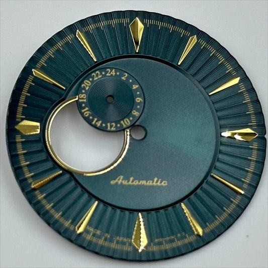 35mm Dark Green Golden Nail Cocktail Modified Diving Watch Dial for NH39 Movement