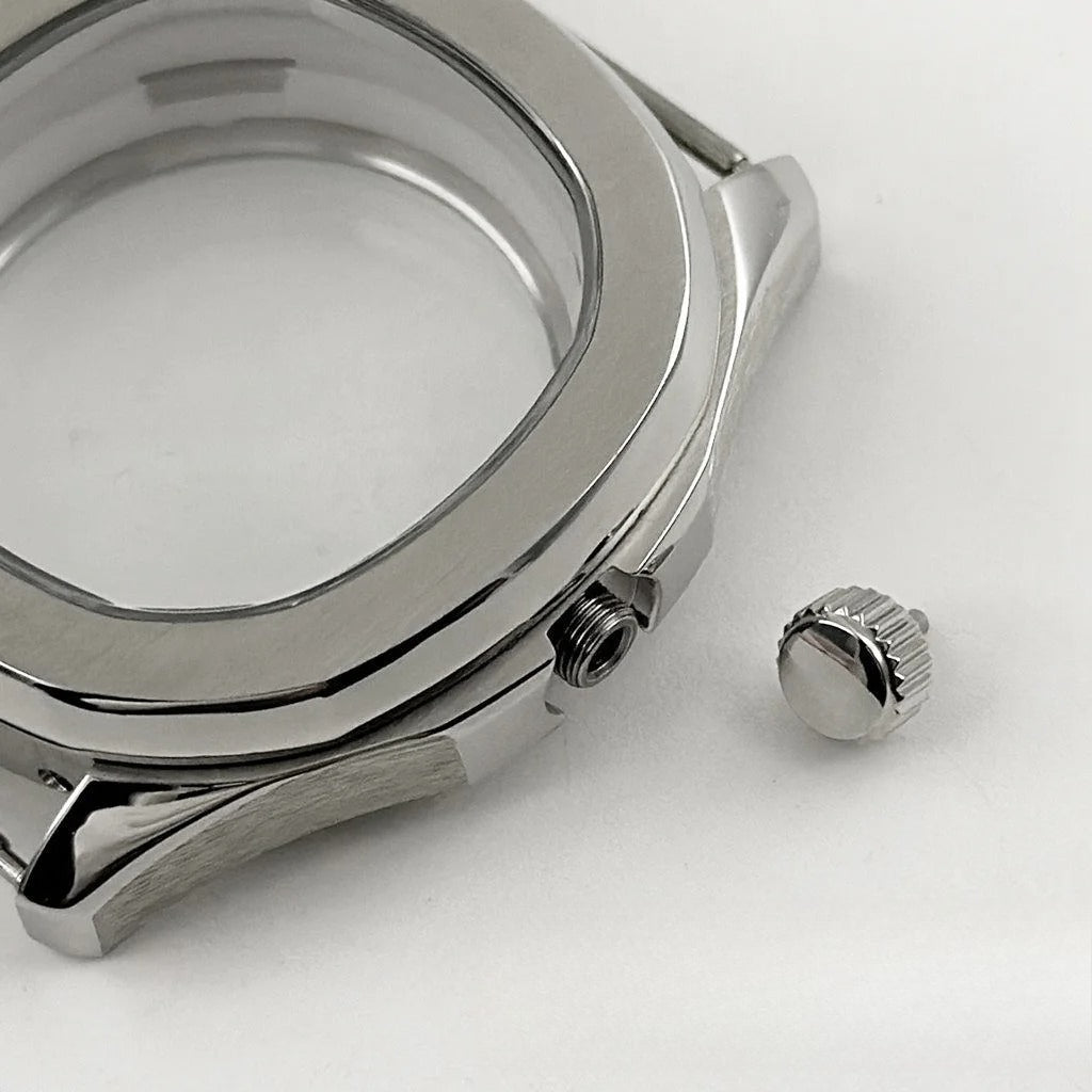 Brown Rubber Strap 40mm Sapphire Glass Watch Case for NH34 NH35 NH36 NH38 4R35