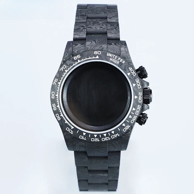 Carbon Fiber Case 38mm Yellow Text Carbon Fiber Bezel, Sapphire Crystal, 3ATM