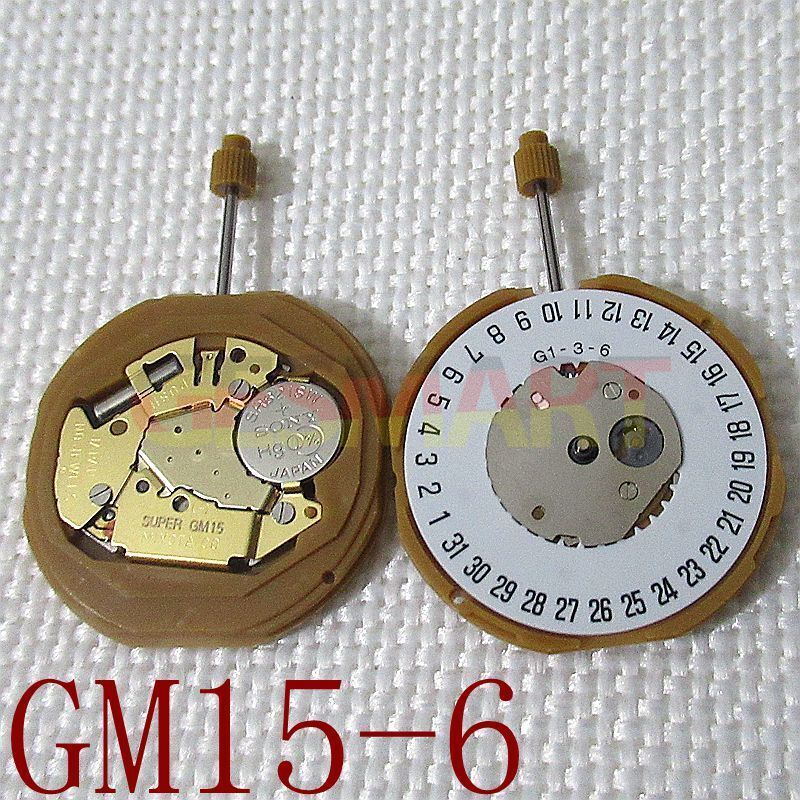 Miyota GM15 quartz watch movement with date display at 6 o'clock, precision Japanese craftsmanship