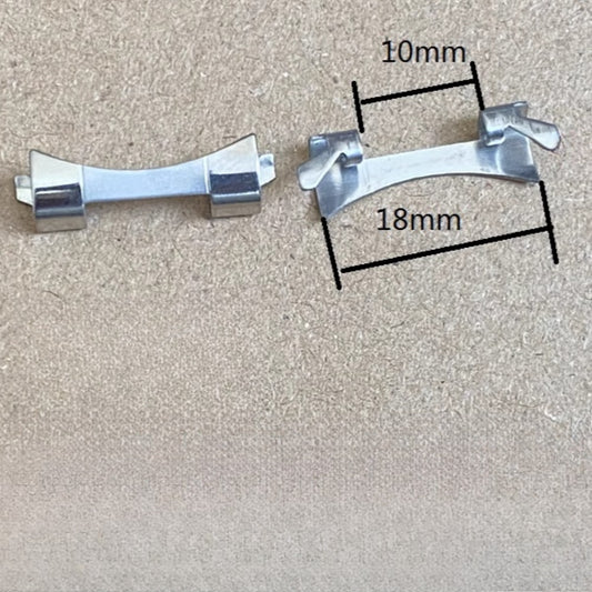 Bracelet de montre à maillons incurvés argentés mats et polis, 10 x 18 mm, pièce n° 1126