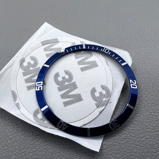 36.5*30.8mm Dark Blue Watch Bezel Vintage Aluminum Alloy Slope Green Luminous