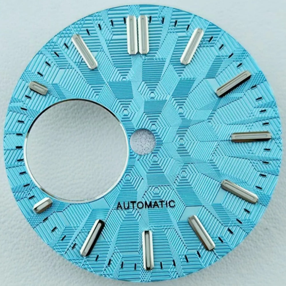 Green Luminous Sea Blue Vein Hollow Watch Dial Fit for NH38 Movement Watch Part