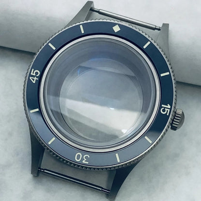 40mm Titanium Watch Case Lume Bezel Double Domed Coated AR Fit NH34/35/36 4R35