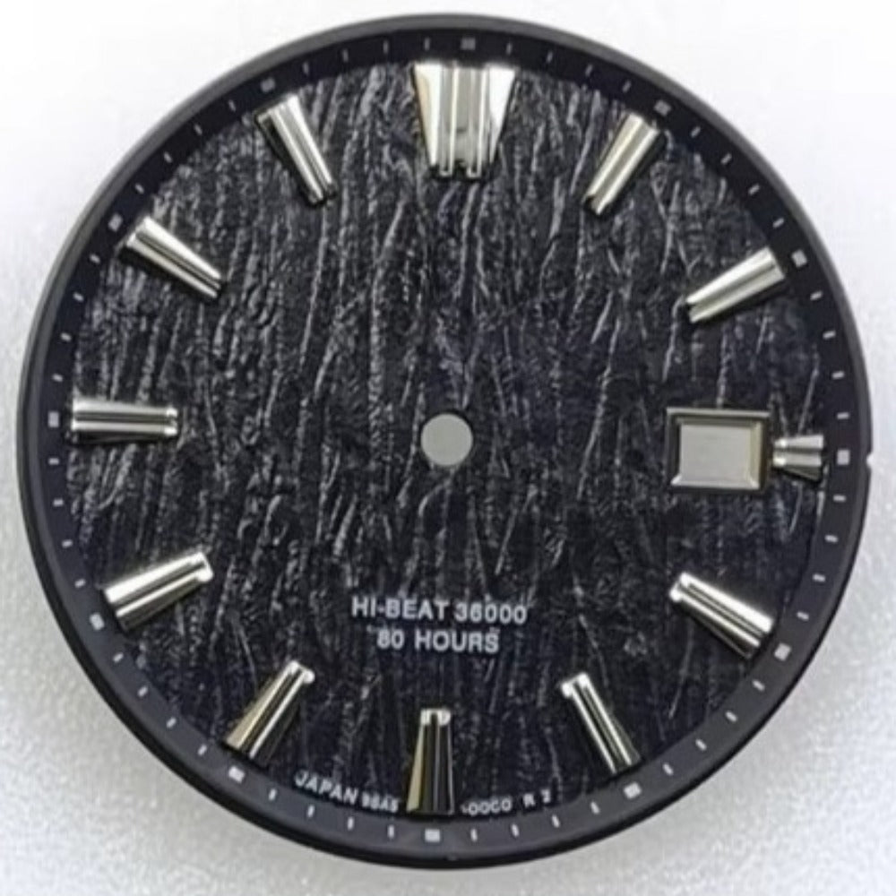 Black Tree Vein GS 33.5mm watch dial, compatible with NH35 movement, stylish accessory for watch repair.