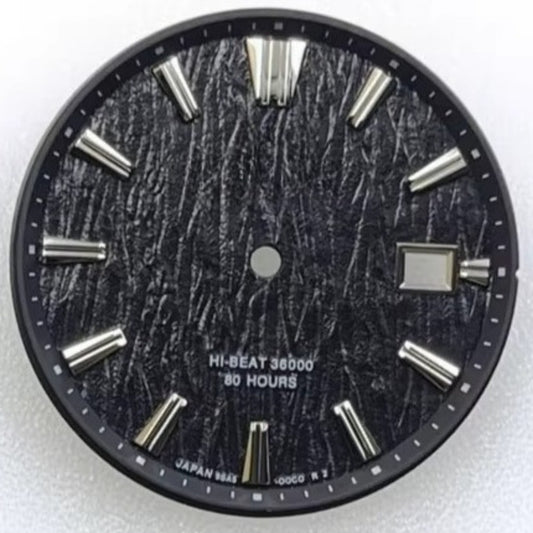 Black Tree Vein GS 33.5mm watch dial, compatible with NH35 movement, stylish accessory for watch repair.