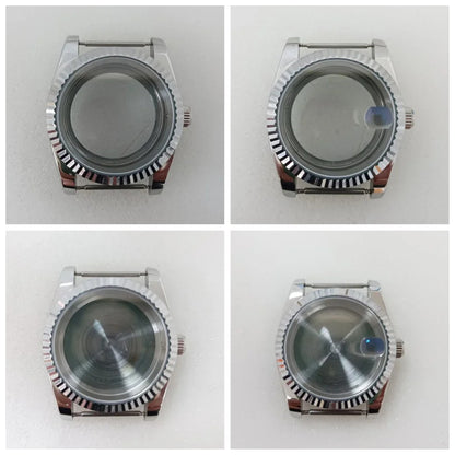 36mm Toothed Ring Stainless Steel Watch Case Sapphire Glass for NH35/NH36/4R