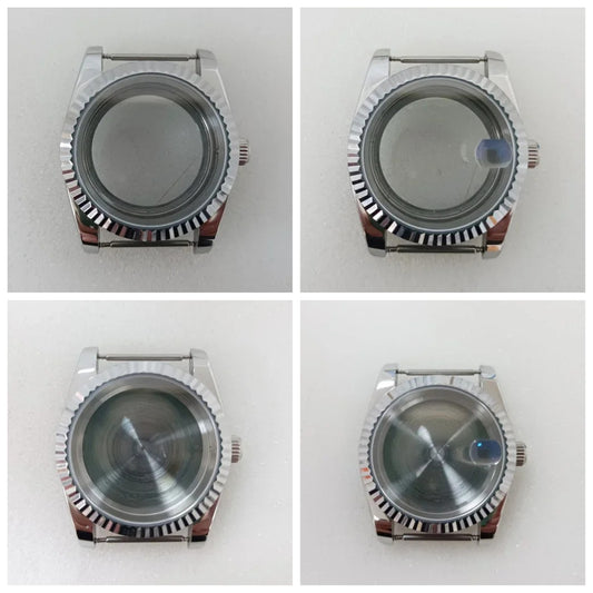 36mm Toothed Ring Stainless Steel Watch Case Sapphire Glass for NH35/NH36/4R