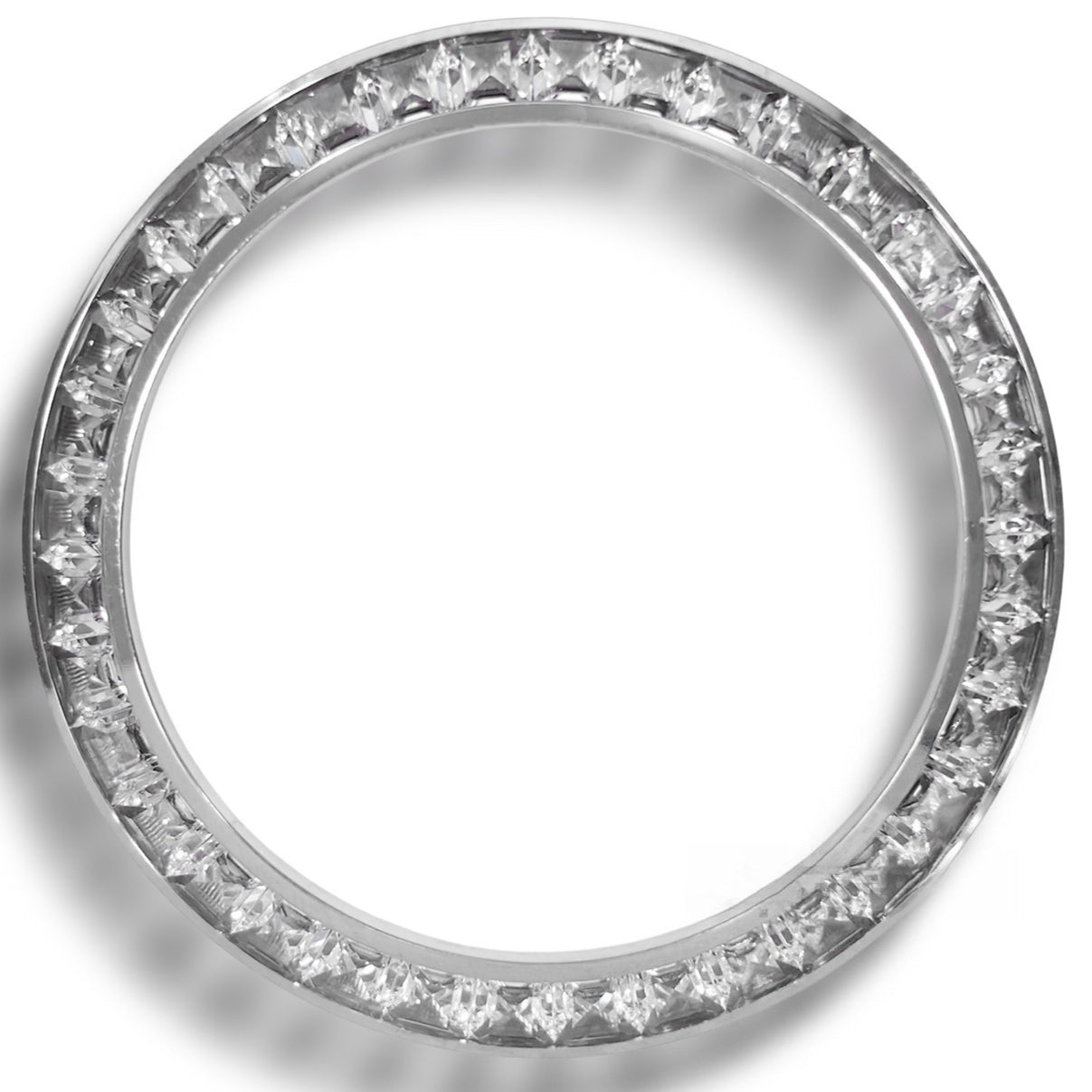 Daytona T-Shaped Square Moissanite Inclined Silver Watch Bezel