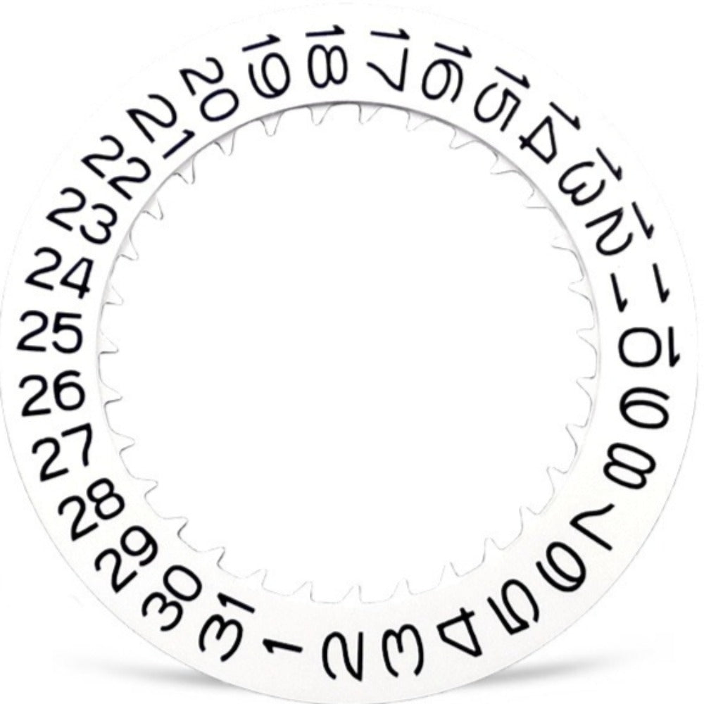 New Date At 9 white date disk wheel compatible with NH35 NH36 watch movement, enhancing timepiece precision.