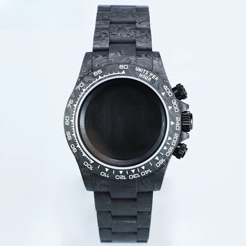 Carbon Fiber Case 38mm Yellow Text Carbon Fiber Bezel, Sapphire Crystal, 3ATM