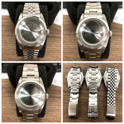 36mm Watch Case+Strap Acrylic Glass Stainless Steel Watchband for NH35/NH36/4R