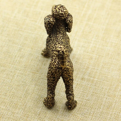 Hand-carved solid copper vintage dog figurine, collectible bronze decor piece.