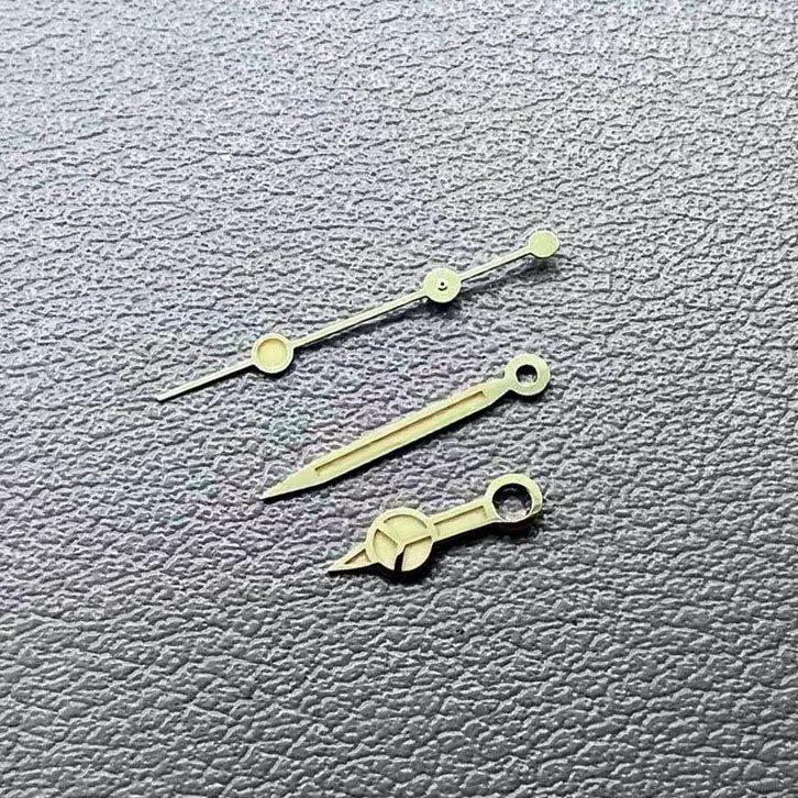 C3 green lume vintage watch hands with golden trim for NH34 NH35 NH36 NH38 NH39 NH70 movements.