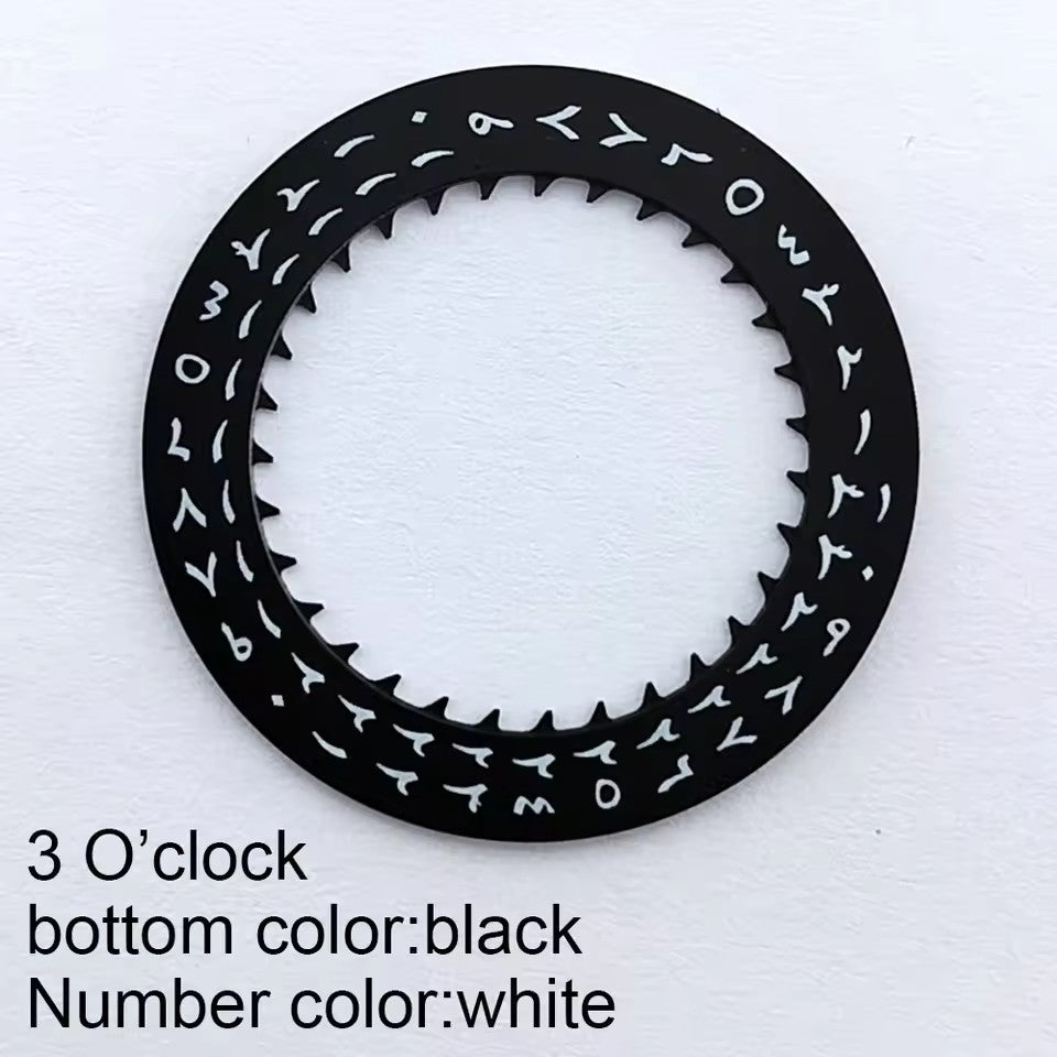 Arabic font black date disk wheel for NH35 NH36 watch movement, date displayed at 3 o?clock position.