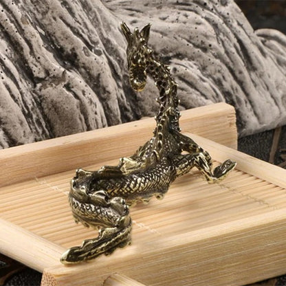 Vintage hand-carved Copper Dragon bronze figurine showcasing detailed dragon sculpture for collectors and decor.