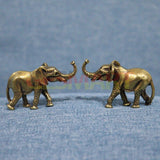 Solid Copper Elephant Trinket Vintage Hand Carved Bronze Model Figurines